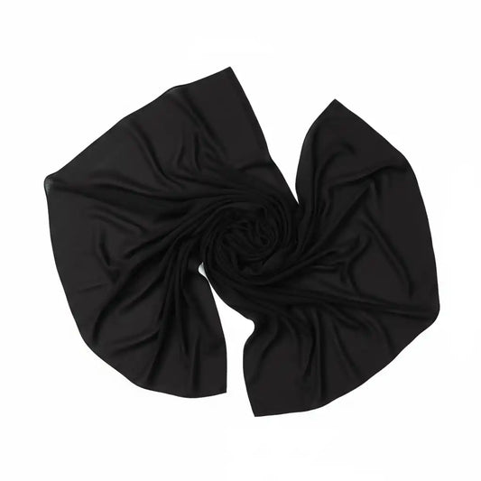 Black Marjeena premium jersey hijab, soft and comfortable scarf made by Marjeena, styled for a modest look.