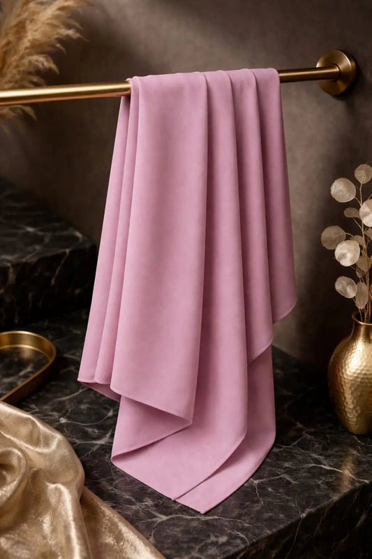 Deep pink Marjeena jersey hijab, soft premium scarf with smooth fabric, styled elegantly for modest fashion.