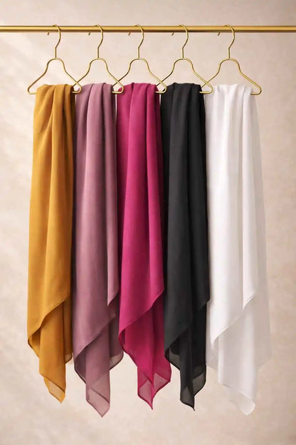 Marjeena Georgette Hijab Scarf made of soft fabric, perfect for daily wear, showcasing a lightweight and comfortable hijab style.