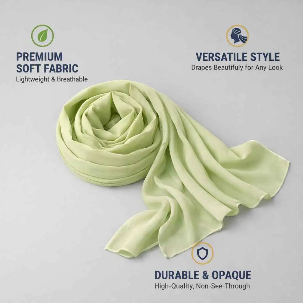 Marjeena premium soft georgette hijab in sage green, lightweight hijab scarf with elegant drape and smooth texture.