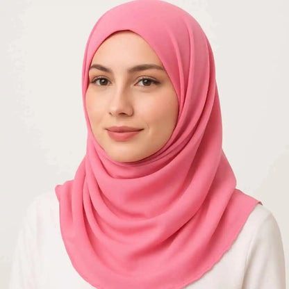 Marjeena soft peach georgette hijab scarf for women, lightweight and elegant hijab with smooth fabric and stylish drape.