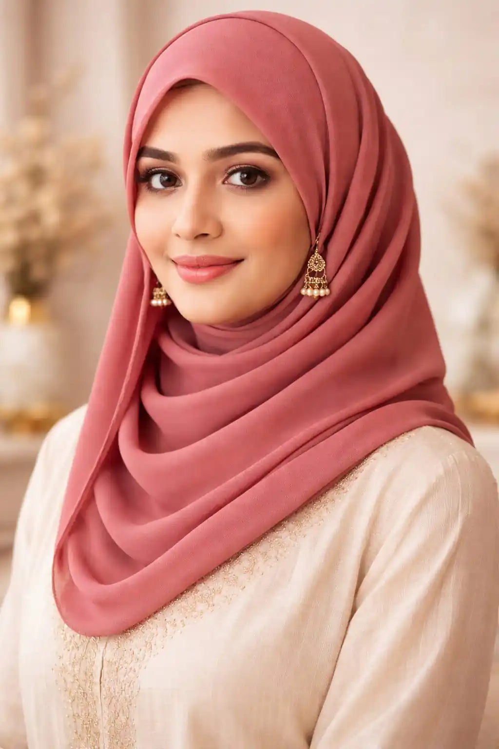 Marjeena blush pink premium jersey hijab, soft and stylish scarf with smooth fabric, perfect for modest fashion.