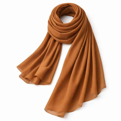 Marjeena caramel premium jersey hijab scarf, soft and comfortable fabric with a smooth drape, ideal for everyday wear.