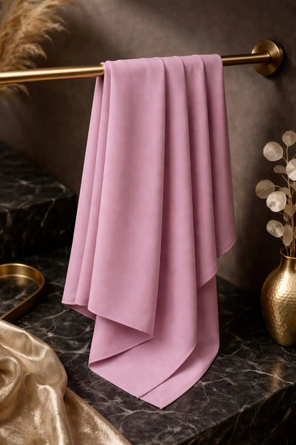 Deep pink Marjeena jersey hijab, soft premium scarf with smooth fabric, styled elegantly for modest fashion.