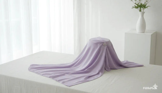 Lavender Marjeena premium jersey hijab draped elegantly, showcasing soft, lightweight fabric and comfortable fit.