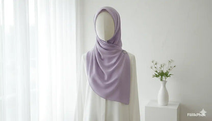 Lavender Marjeena premium jersey hijab scarf laid flat, showcasing soft fabric and elegant drape.