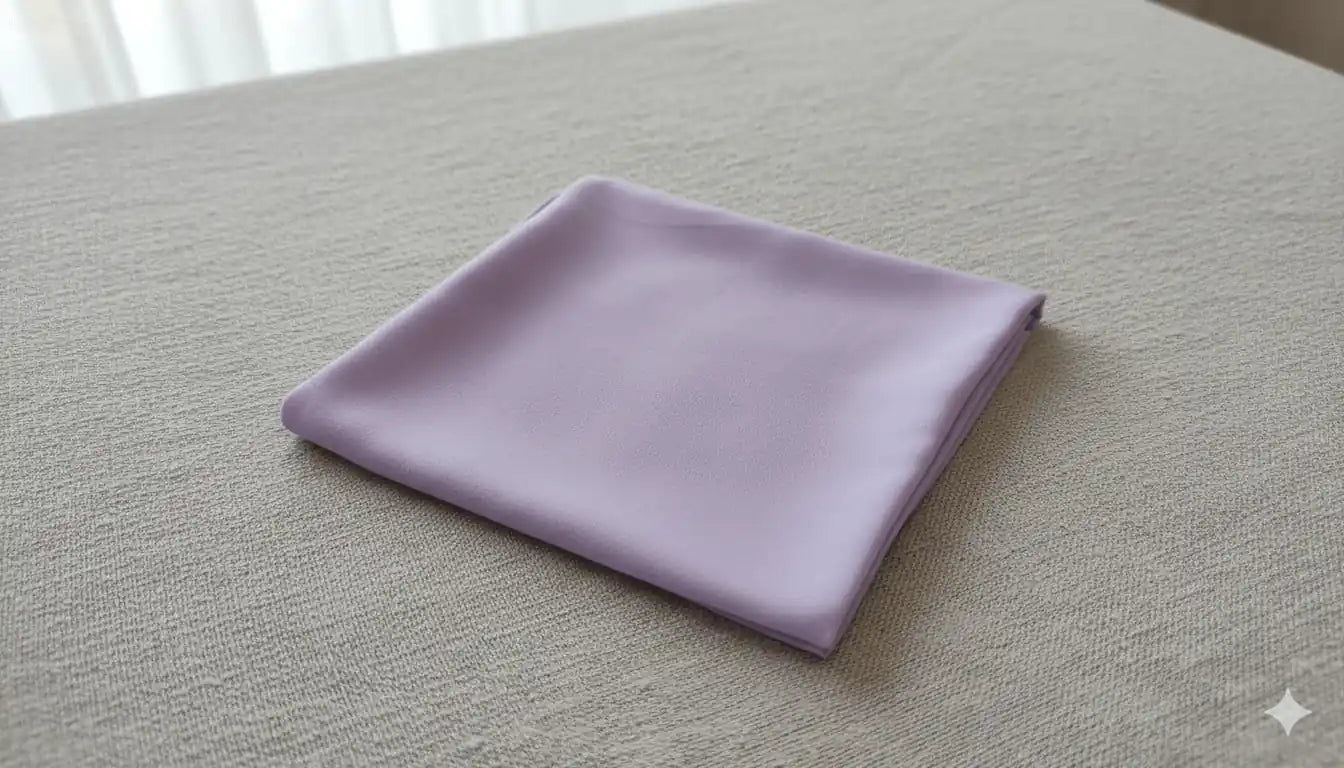 Marjeena Lavender Premium Jersey Hijab draped on a mannequin, showcasing soft, lightweight fabric and elegant design.