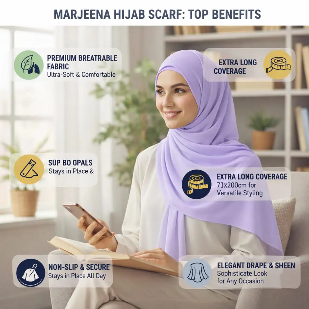 Lavender Marjeena Premium Jersey Hijab, soft and lightweight scarf made of comfortable jersey fabric, styled for elegant coverage.