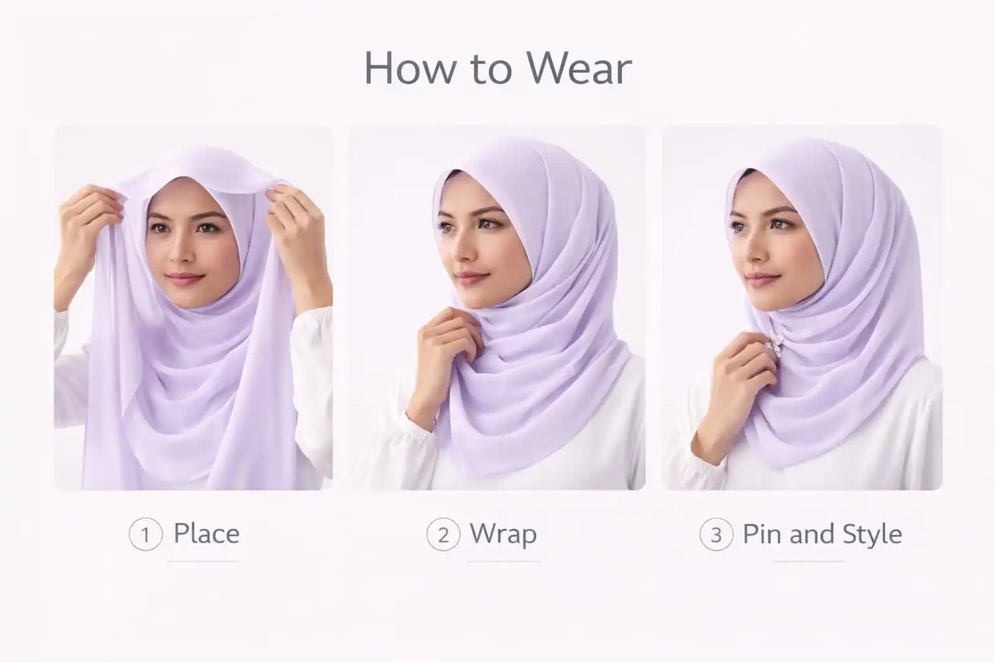 Lavender Marjeena premium jersey hijab, soft and comfortable scarf with a smooth fabric, styled for modest fashion.