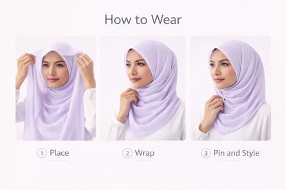 Lavender Marjeena premium jersey hijab, soft and comfortable scarf with a smooth fabric, styled for modest fashion.