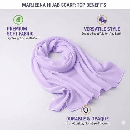 Lavender Marjeena Premium Jersey Hijab, soft and comfortable scarf made from high-quality jersey fabric, for elegant modest style.
