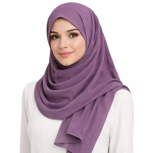 Marjeena Lilac Premium Jersey Hijab, soft and lightweight scarf in pastel lilac color, stylish and comfortable for everyday wear