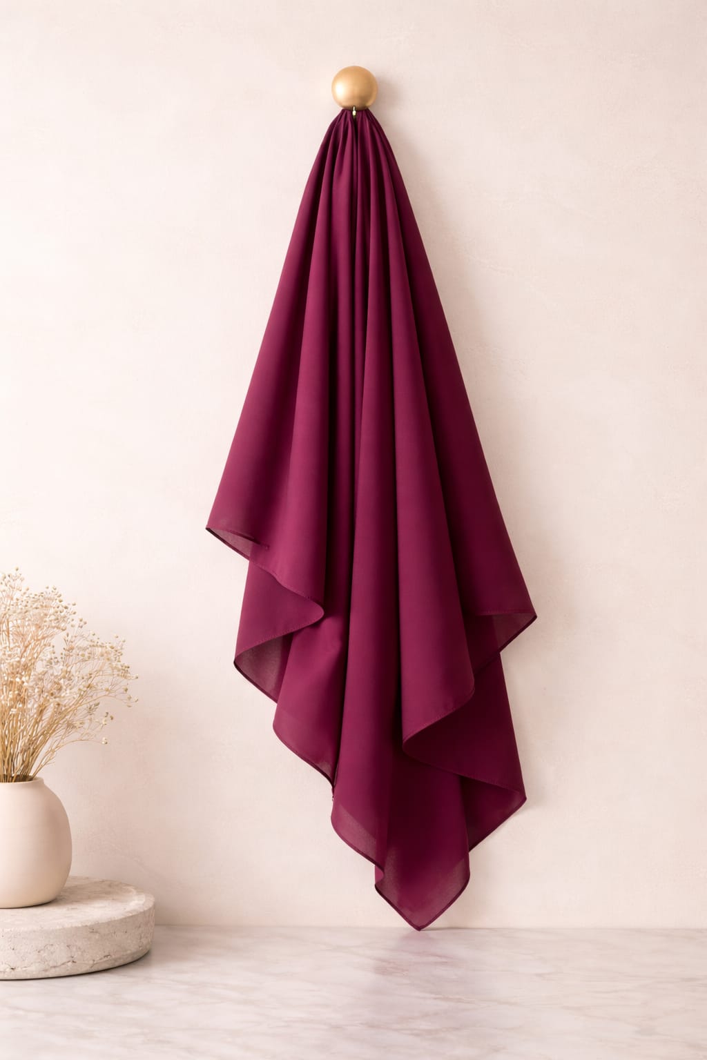 Marjeena reddish purple premium jersey hijab, soft and stylish scarf with a smooth texture, perfect for everyday wear.