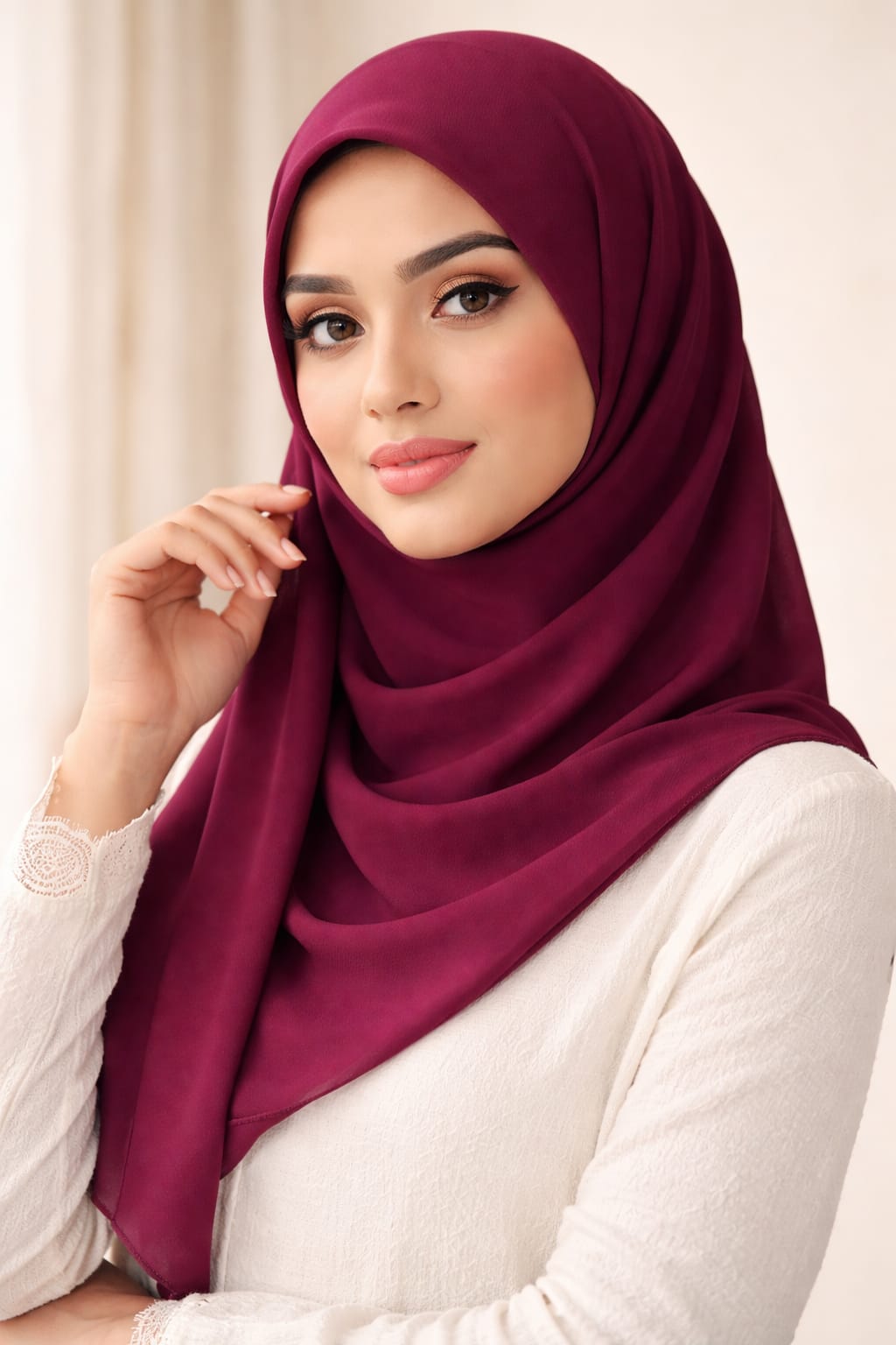 Marjeena Reddish Purple Premium Jersey Hijab, soft and lightweight scarf with elegant drape, suitable for everyday wear.