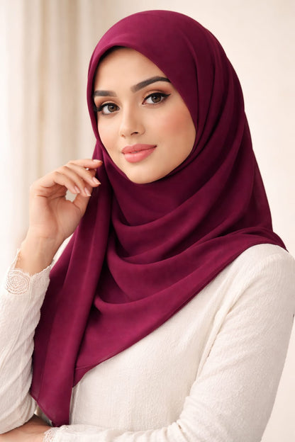 Marjeena Reddish Purple Premium Jersey Hijab, soft and lightweight scarf with elegant drape, suitable for everyday wear.