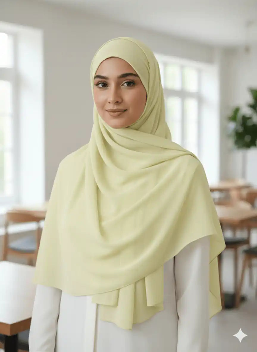 Marjeena Sage Green Premium Jersey Hijab, soft and comfortable scarf in sage green fabric, designed for elegant modest style.