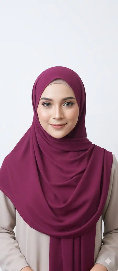 Marjeena Vintage Wine premium jersey hijab, soft and stylish scarf in rich wine color with elegant vintage design.